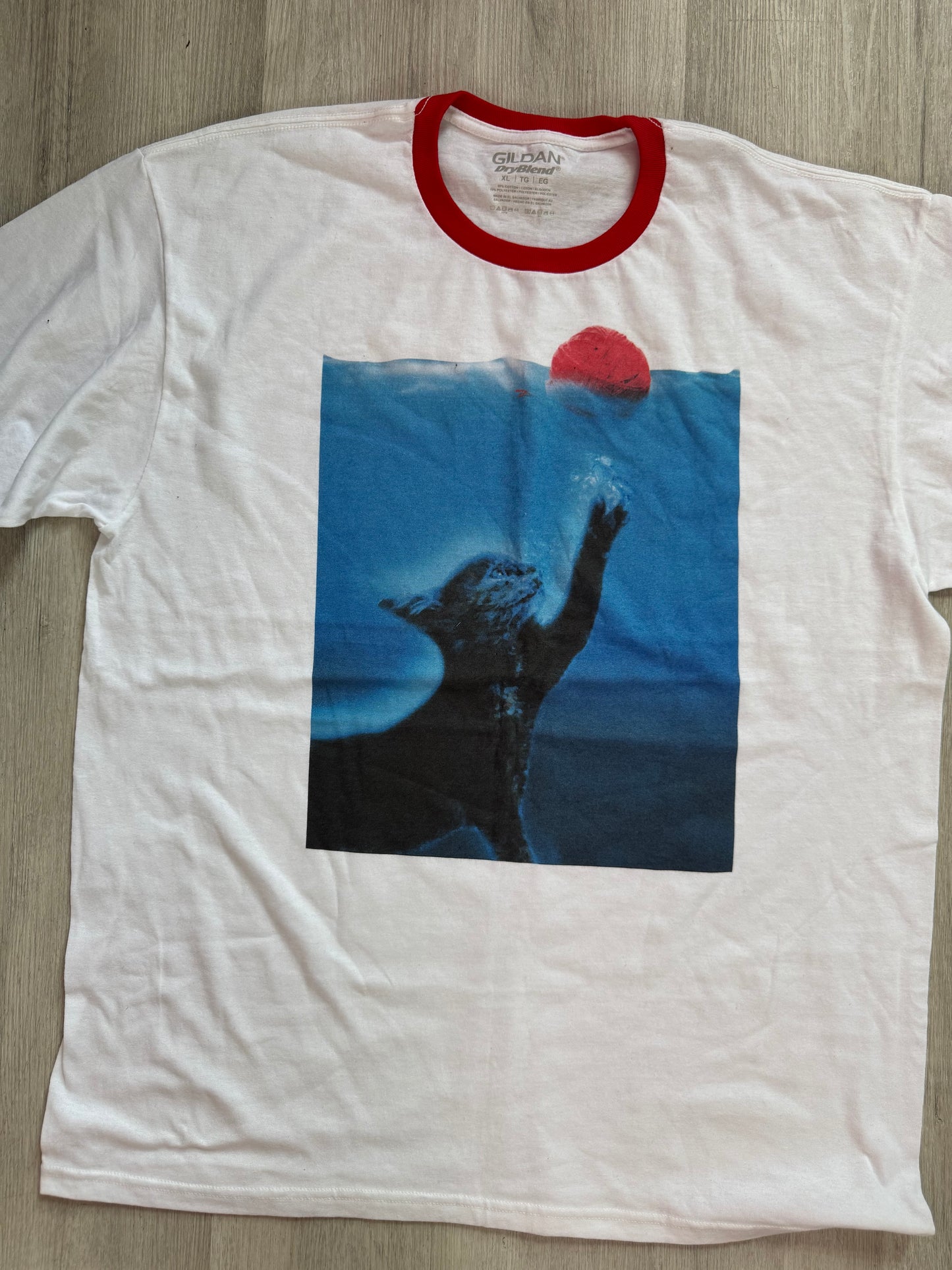 Cat with Yarn Tee – JAWS Cover Inspired