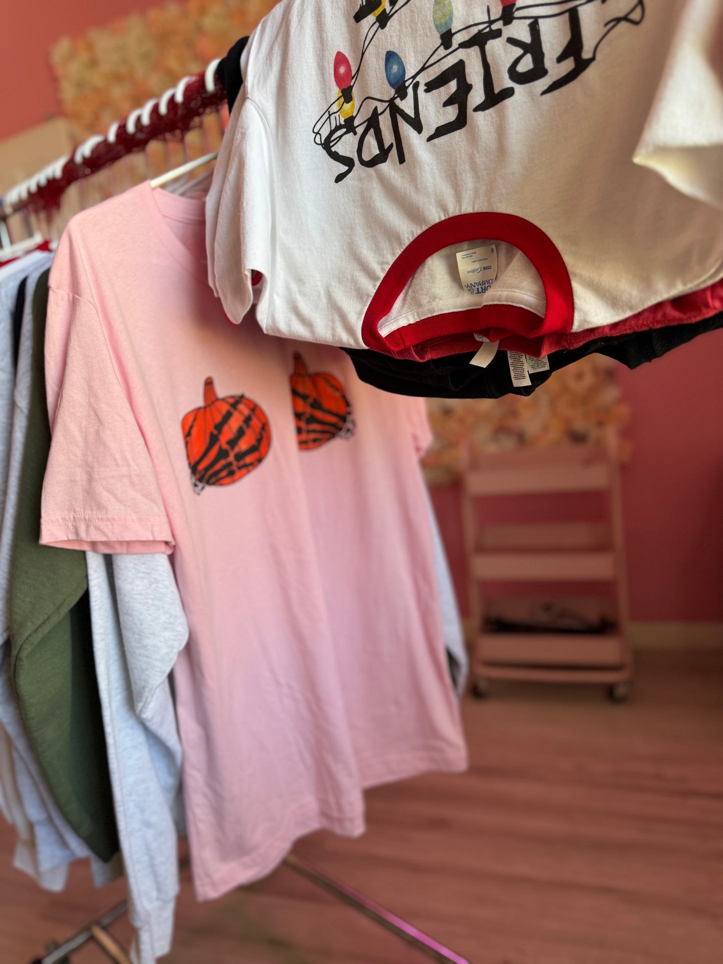 Skeleton Hand Pumpkin Boob Tee