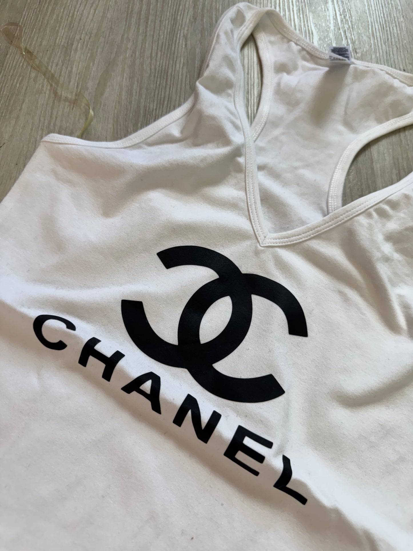 Chanel Inspired V-Neck Racerback Bodysuit