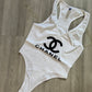 Chanel Inspired V-Neck Racerback Bodysuit