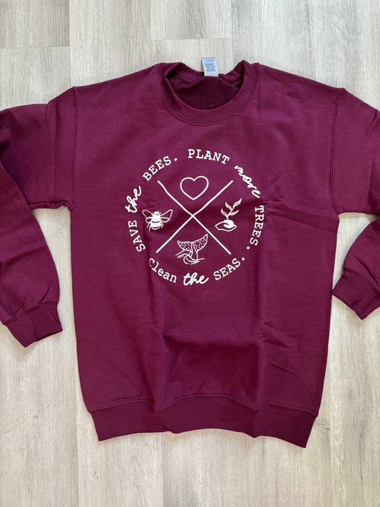 Clean the Seas, Save the Bees, Plant More Trees Sweater