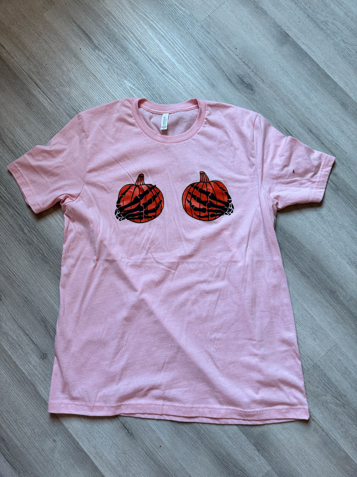 Skeleton Hand Pumpkin Boob Tee