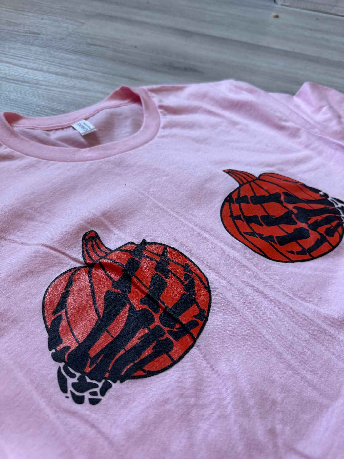 Skeleton Hand Pumpkin Boob Tee